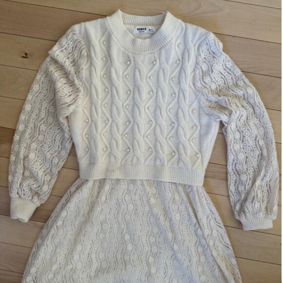 Elegant cream-white maxi dress - Picture 3 of 8